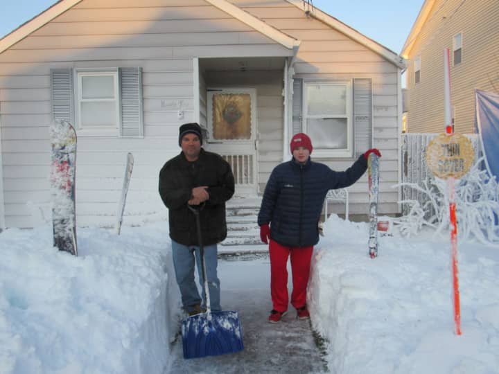 Michael Jannicelli and his son Michael made 30 inches of winter wonderland with their homemade snow making machine.