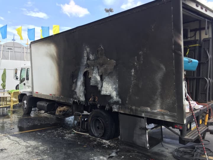 A food truck caught fire at MetLife Stadium Monday.