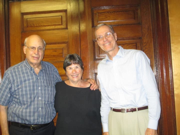 Victor Goldberg, Susan Schwarz and Paul Atkinson of the Westchester Fair Campaign Practices Committee. 