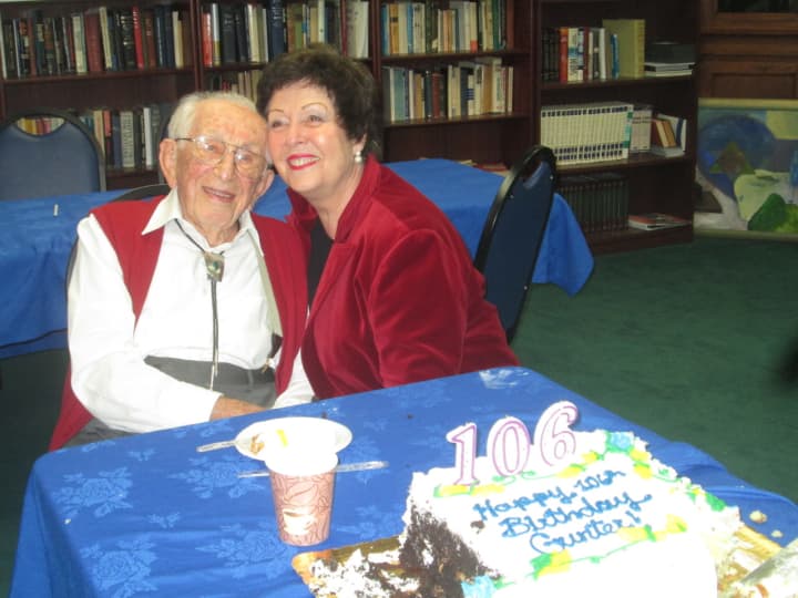 Gunter Lorenz celebrates his 106th birthday with his wife, Sylvie.