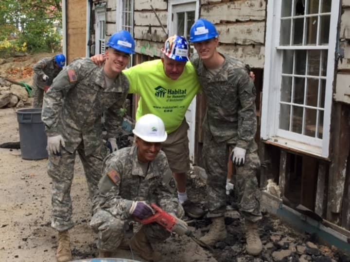 West Point cadets assist Habitat for Humanity on a project in Chappaqua.