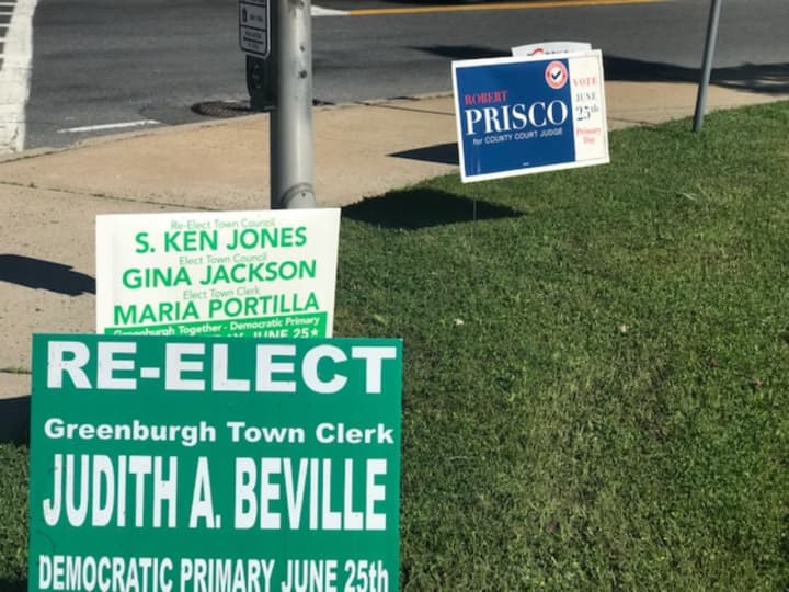 Signs of primary election season in Westchester.