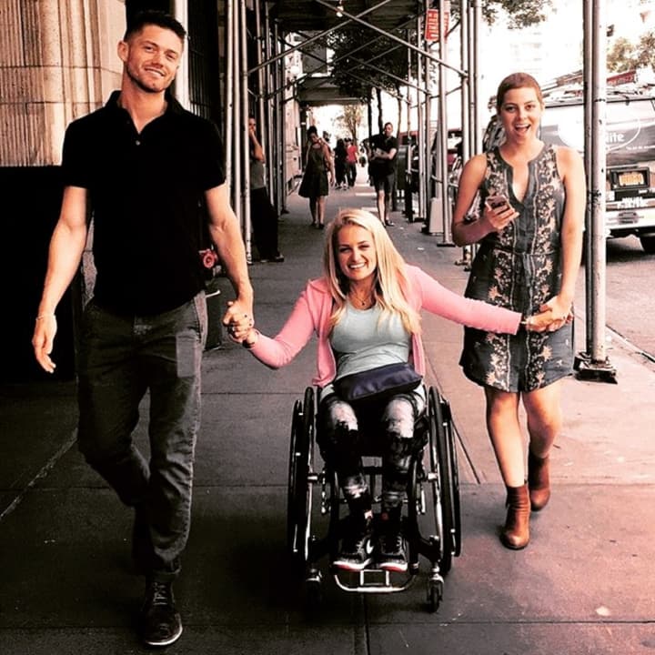 Ali Stroker, center, formerly of Ridgewood, with Deaf West&#x27;s &quot;Spring Awakening&quot; choreographer Spencer Liff, left, and Stroker&#x27;s friend and cast-mate, Krysta Rodriguez. 