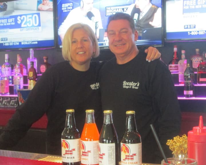 Aubrey Hochroth and Sal Barone, owner of Rooster&#x27;s in Mohegan Lake.