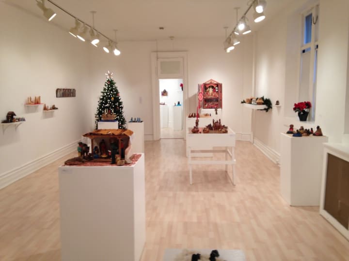 Nativity scenes from across two continents are currently on display at the College of New Rochelle&#x27;s Castle Gallery.