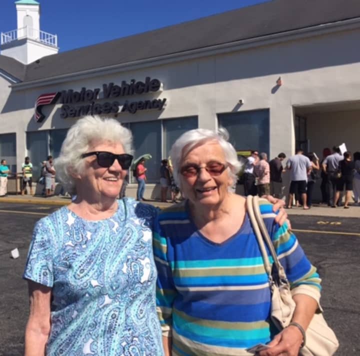 “We were young when we went in,” said Helen Boyd and Lorraine Mallett, both of Rutherford. The pair went to get their licenses renewed.