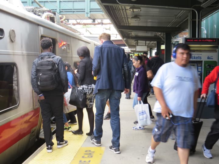 The New Rochelle Metro-North station was jampacked as commuters packed into trains.