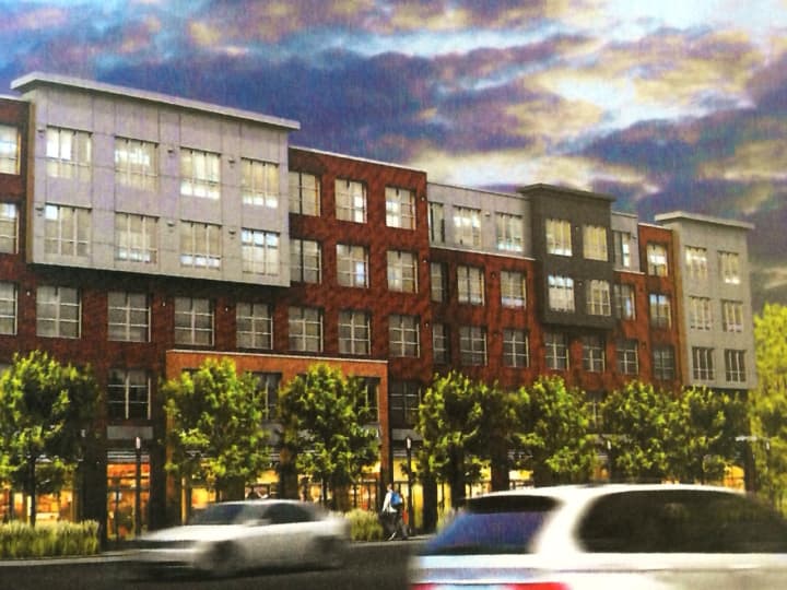 An artist&#x27;s rendering of the retail/apartment complex planned for 665 Commerce Drive in Fairfield