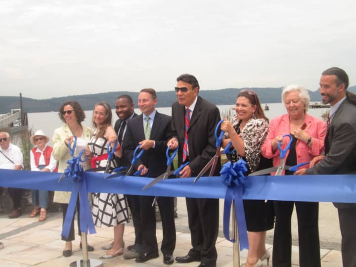 Officials cut the ribbon at Harbor Square in Ossining.