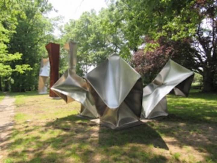 Five sculptures are on loan to Leonia, on display in the Station Parkway park.