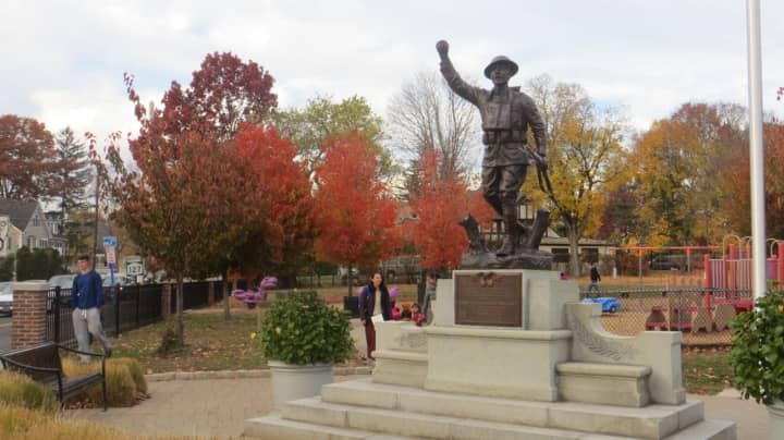 Harrison&#x27;s &quot;Doughboy&quot; World War I statue, which was blown off its stand and shattered on D-Day earlier this year, was replaced by Veterans&#x27; Day as promised by Harrison Mayor Ron Belmont.