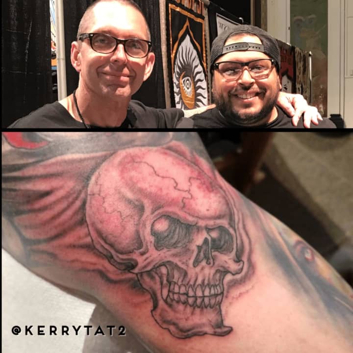 Fair Lawn&#x27;s Jay Hernandez, right, with his inspiration, Kerry O&#x27;Neill, at the 2017 Visionary Tattoo Arts Festival in Asbury Park.
