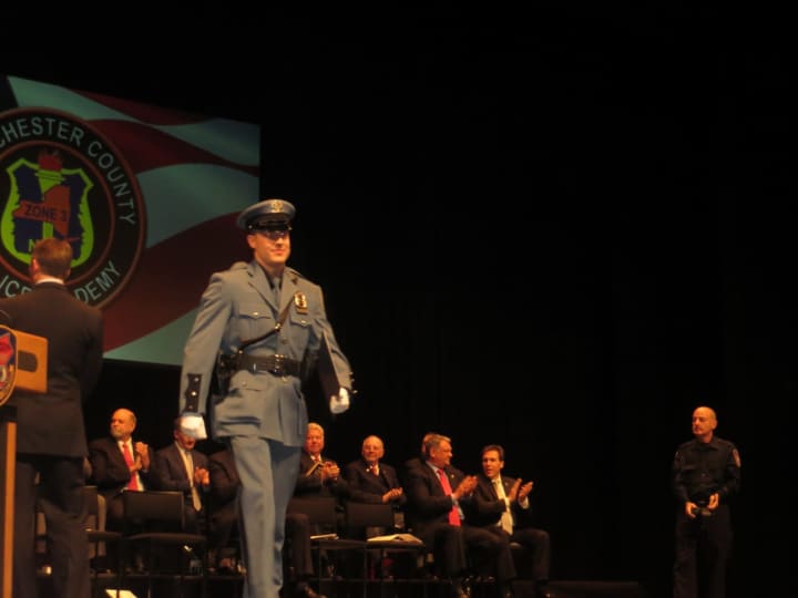 Jordan M. Foley, one of 45 of the newest graduates of the Westchester County Police Academy. Foley is employed by the New Rochelle Police Department.