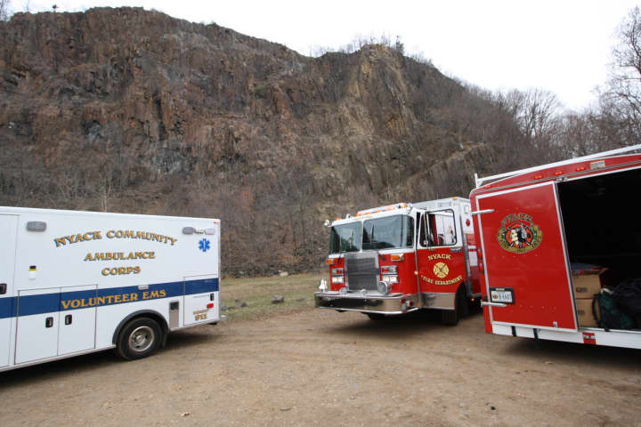 Nyack Fire Department rescued hikers once again At Hook Mountain.