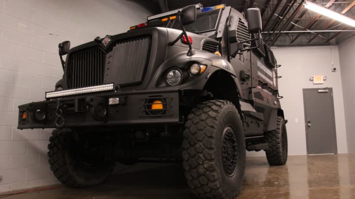 Garfield&#x27;s military-grade Mine Resistant Ambush Prepared vehicle has drawn strong criticism from people concerned about the militarization of local police.