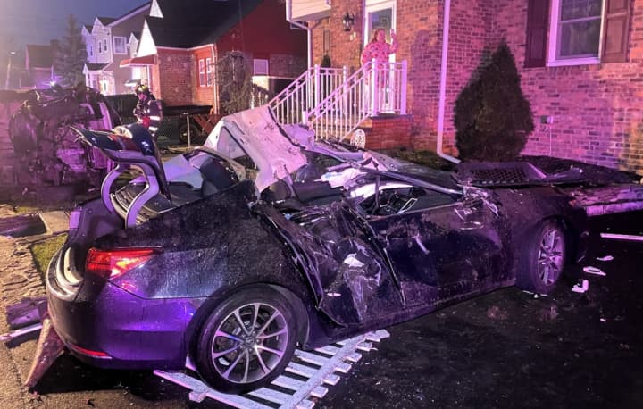 An out-of-control SUV creamed two sedans -- and more -- as it careened down the sidewalk of a residential Saddle Brook street early Friday, Feb. 2.&nbsp; &nbsp; &nbsp;