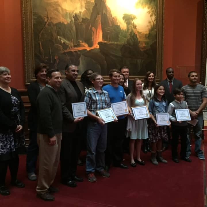 The awards ceremony celebrating the winners of the Lockwood-Mathews Mansion Museum’s 2015 Young Writers&#x27; Competition.
