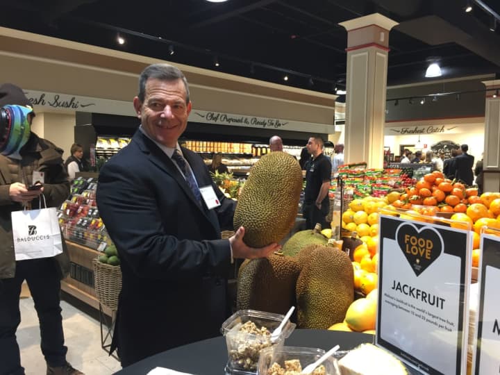Balducci&#x27;s President Rich Durante shows off a Jackfruit at the store&#x27;s new location in Rye Brook.