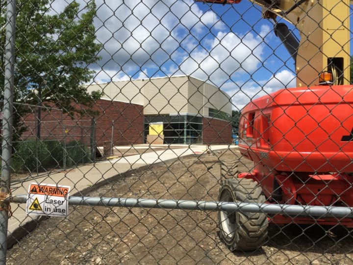 The new music classrooms on the site of the old auditorium at Greenwich High School are nearing completion.
