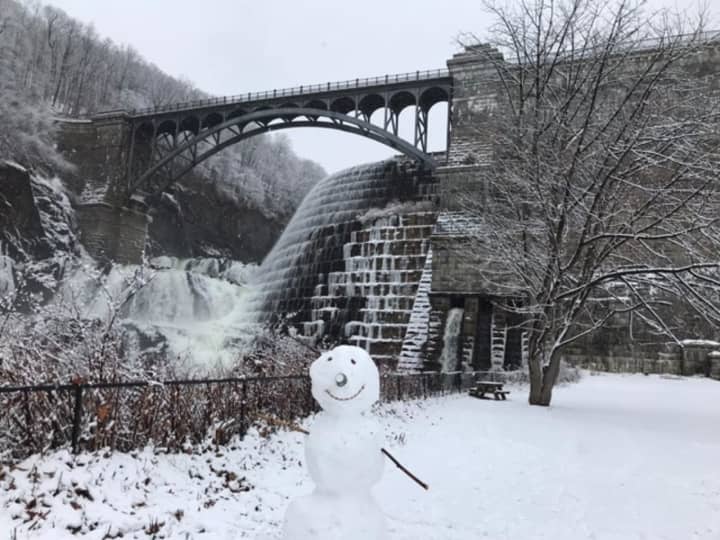 Snowman at Croton Dam