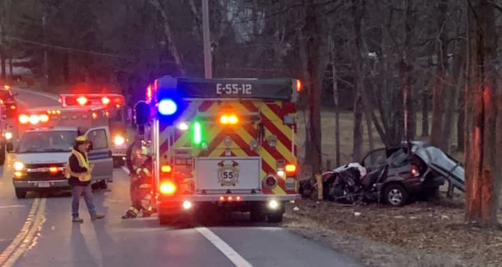 A woman was airlifted with critical injuries after crashing into a stand of trees in Saugerties.