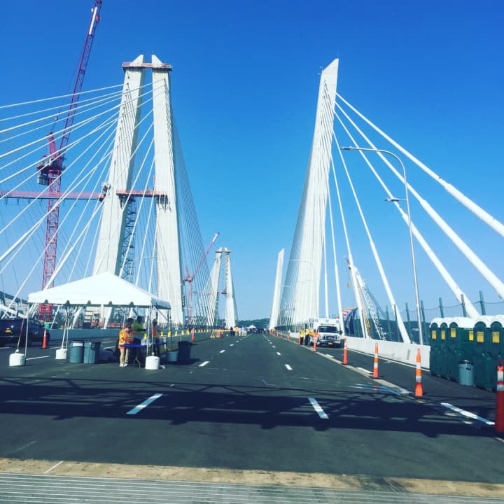 Ceremony for the opening of Rockland-bound lanes on the new Tappan Zee Bridge on Aug. 24.