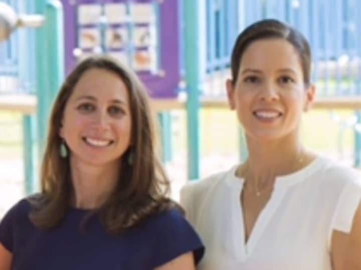 Allyson Mahoney (left) and Monica Chimera (right) lead the charge (and fundraising) to replace the old playground in New Canaan&#x27;s Mead Memorial Park.