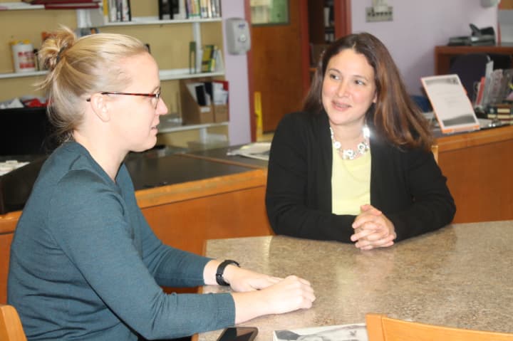 From left, Fairview Public Library Director Kristin Nelson and Outreach Coordinator Glitz Rojas Gutierrez of the library.