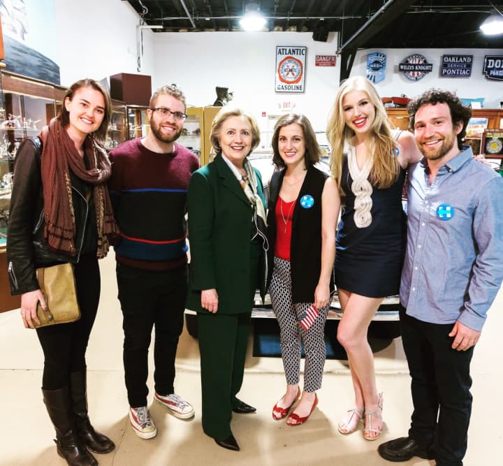 Heather LaRose, second from right, with her bandmates and Hillary Clinton.