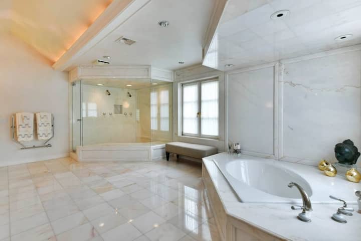 This is just one of the many bathrooms in an Alpine house for sale.