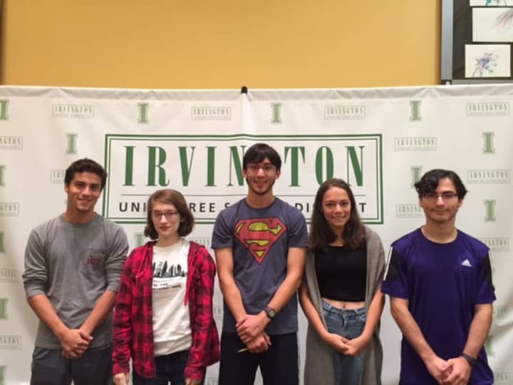 Semifinalists (from left): Evan Pickar, Clara Montgomery, Ryan Meng-Killeen, Zoe Mermelstein and Max Kerner have qualified as semifinalists in the 2017 National Merit Scholarship Program.