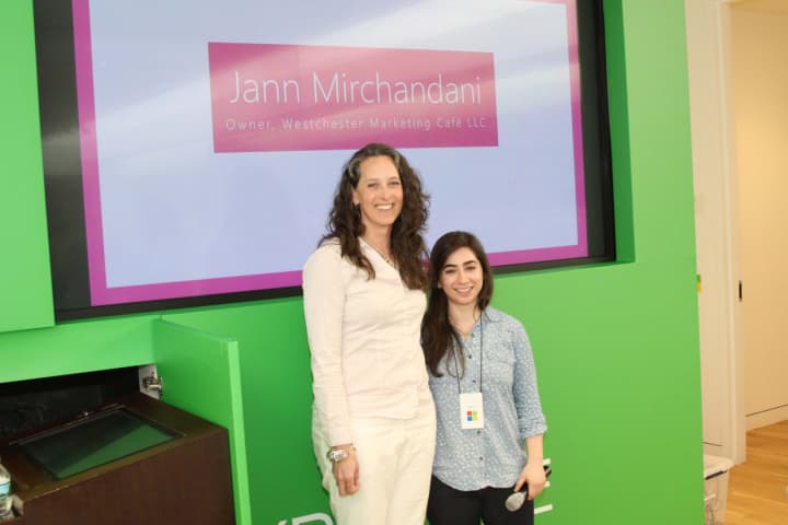 From left: Jann Mirchandani and Britney Berg, Microsoft Store, at the recent DigiGirlz event at the Westchester Mall in White Plains.