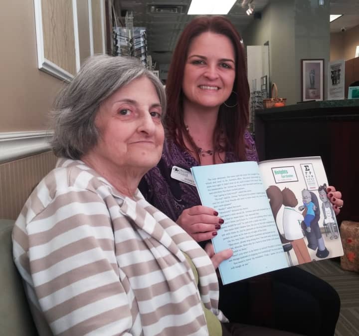 Author June Phyllis Baker (left) with Andrea Gaffney, licensed optician, will celebrate Baker&#x27;s first children&#x27;s book, &quot;See-more&#x27;s Big Adventure&quot; at a book signing at Heights Eye Center.