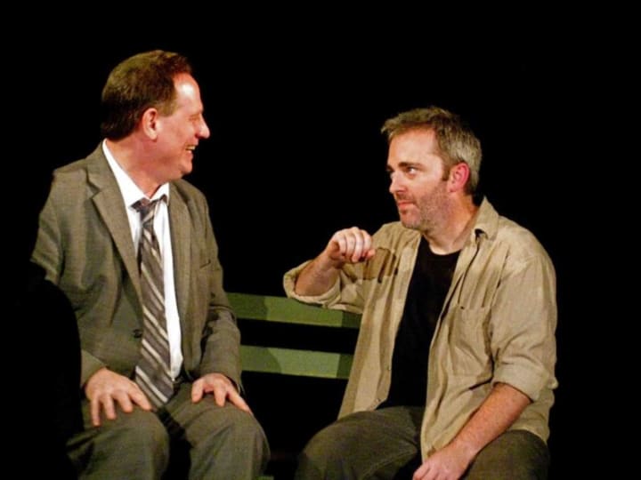 <p>Keith Teller plays Peter and Michael Rhodes plays Jerry, in Tangent&#x27;s 2011 main-stage production of &quot;The Zoo Story.&quot;</p>