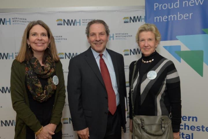 Dr. Marla Koroly (L) with Joel Seligman, NWH President &amp; CEO and Nancy Karch, Chair, NWH Board.