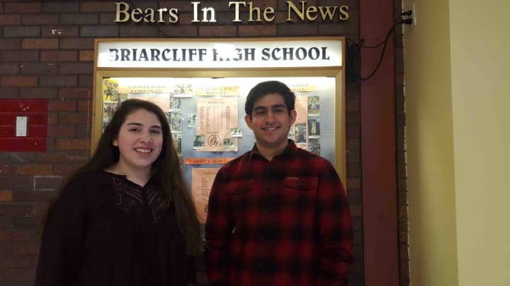 Briarcliff High School students Simone Konrad (left) and Shray Khanna have been named finalists in the 2016 Columbia Research Scholars Journal publication.