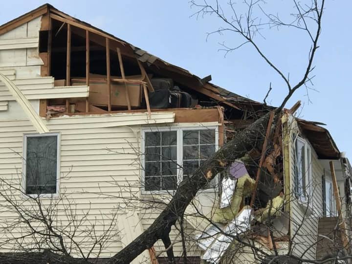 High winds knocked a tree into a Saddle Brook house last week.