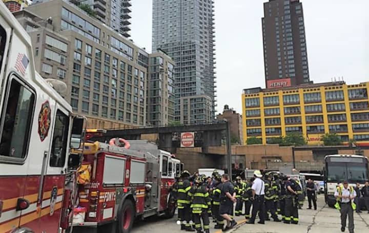 City firefighters handled triage after the buses emerged on the Manhattan said.