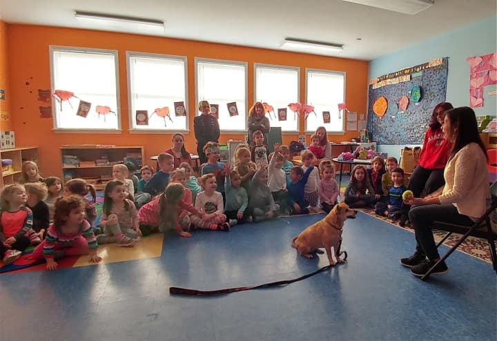 Kids from The Learning Garden Day Care in Yorktown got a visit from Putnam Humane Society and Abby.