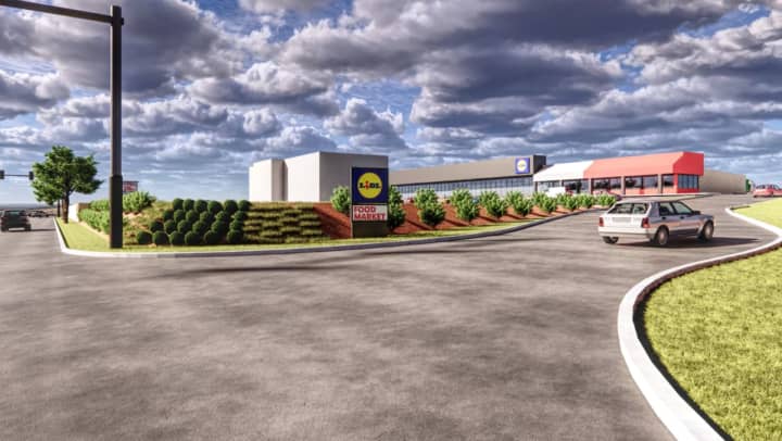 A rendering of the proposed Lidl store that would be located in Yonkers at the Central Plaza Shopping Center if approved.