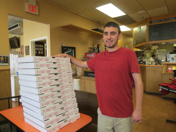 Joe Torrieri, 17, works at Yorktown Pizza and Pasta