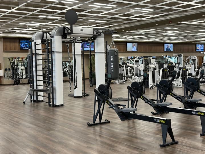 Gym equipment at the new Life Time Middletown - Red Bank location in New Jersey.