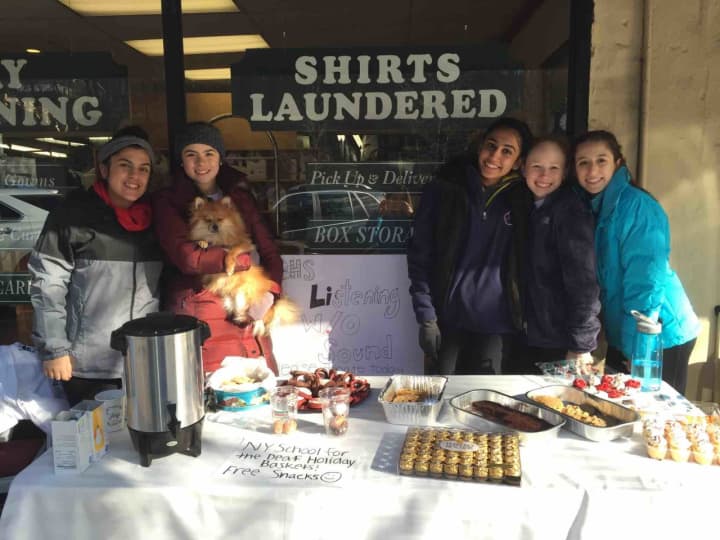 From left: Briarcliff High School Listening Without Sound club members Angelina Rutolo, Liza Pacchiana, Anjli Patel, Megan Donoghue and Becca Rubenstein held bake sales to raise money for New York School for the Deaf students.