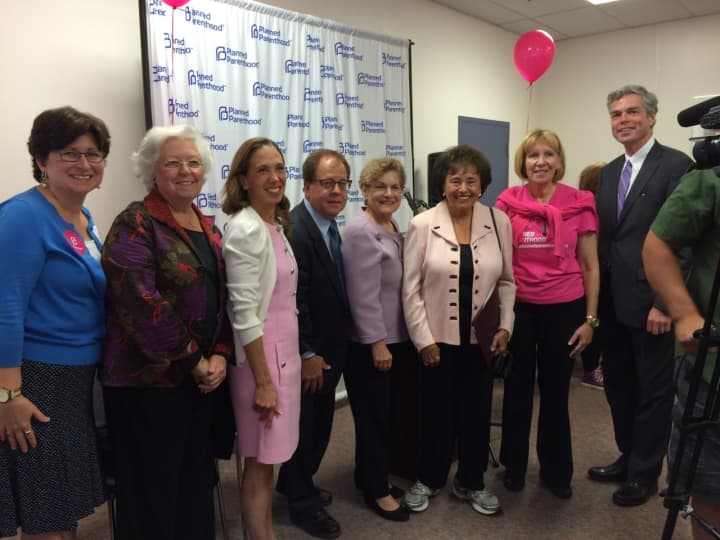 Congresswoman NIta M. Lowey, third from right, with local elected officials at a White Plains Planned Parenthood rally.