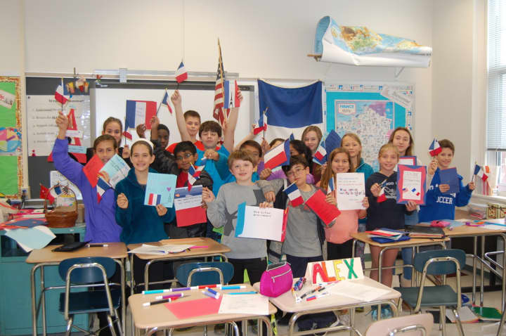 Sixth-graders at Middlesex Middle School wrote letters of support to students in Paris following the terrorist attacks last month.