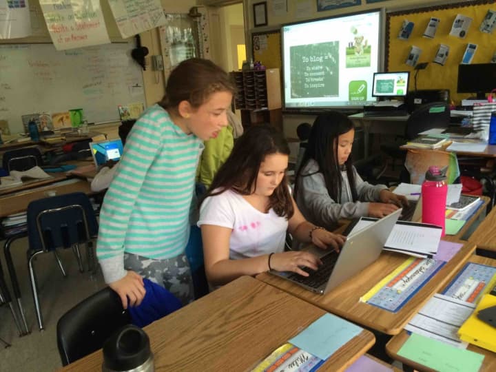 Main Street School fifth-graders are using their new ChromeBooks to blog with students from Argentina. 