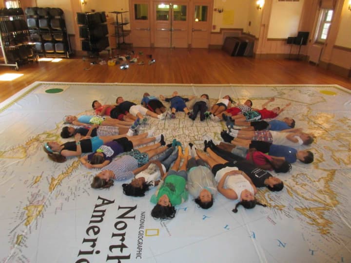 Main Street School fifth-graders have welcomed National Geographic’s life-sized traveling map to explore the map of North America through hands-on learning experiences.