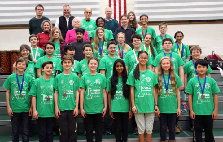 The Pleasantville Middle School Science Olympiad team.