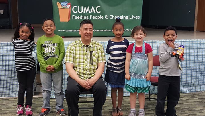 Mel Hioki children at the Hackensack United Methodist Church book reading, organized by CUMAC.