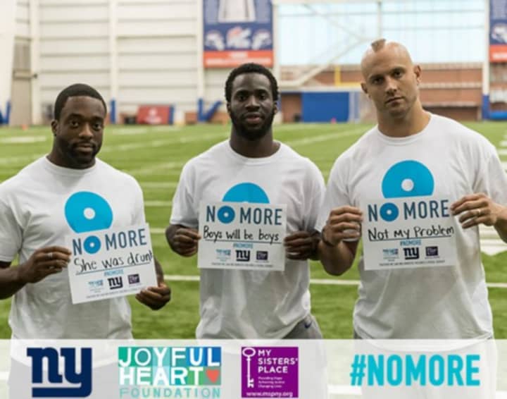 The New York Giants joined My Sisters&#x27; Place and the Joyful Heart Foundation during Sunday&#x27;s game to honor Domestic Violence Awareness Month and the &quot;NO MORE&quot; campaign. 